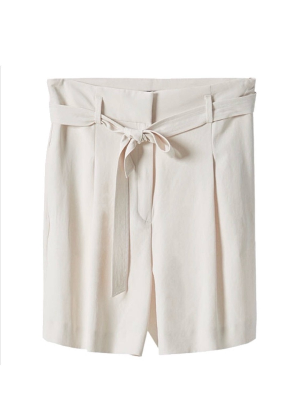 Massimo Dutti Cream Paperbag Tie-Waist Shorts EU Size 40 Like New